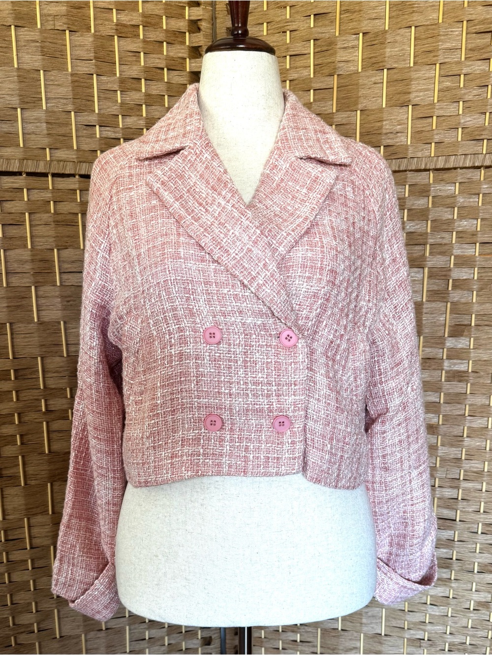 NWT Area Stars pink & ivory Ursula tweed
cropped jacket L - Picture 3 of 15
